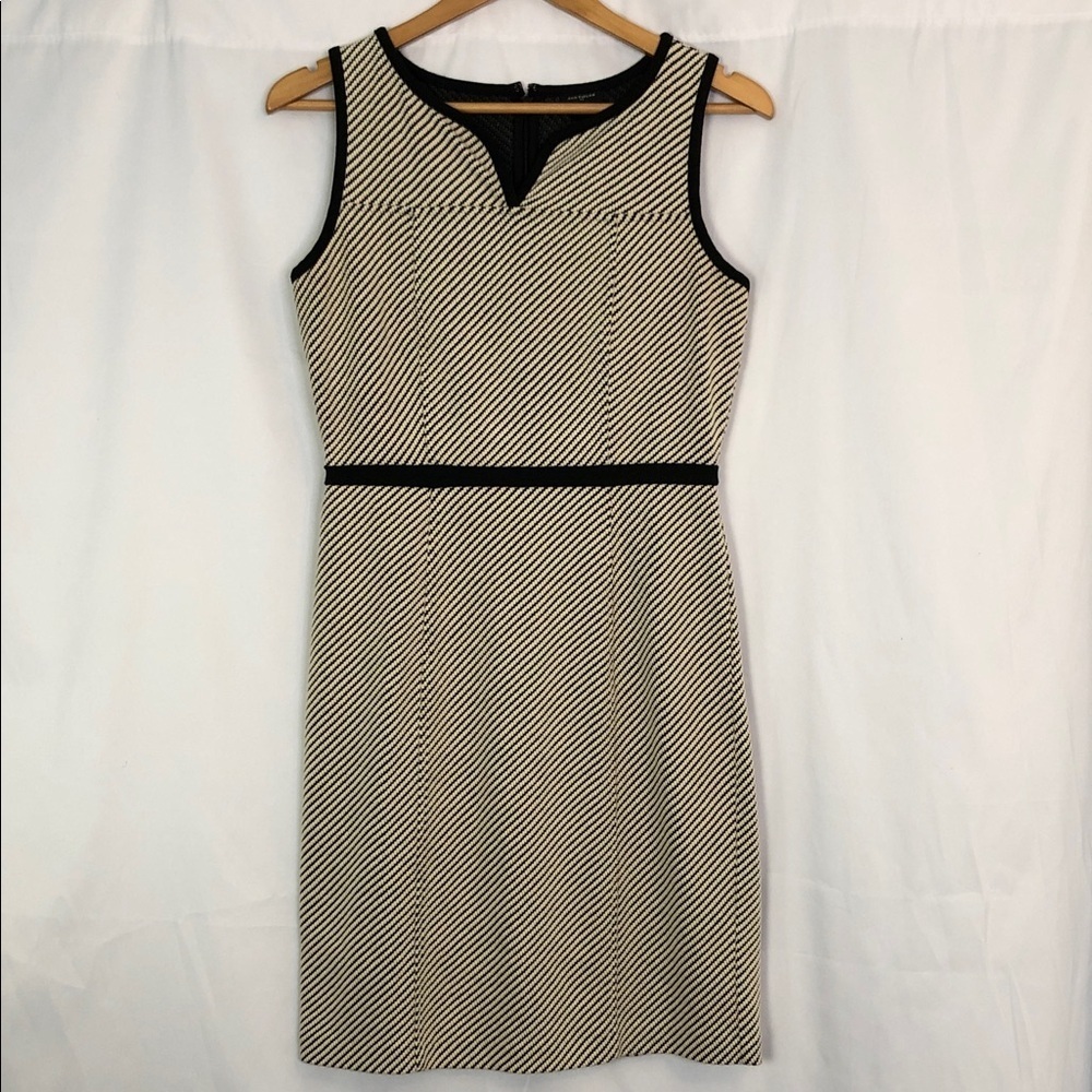 Ann Taylor Black and Cream Striped Mini Dress Size 2